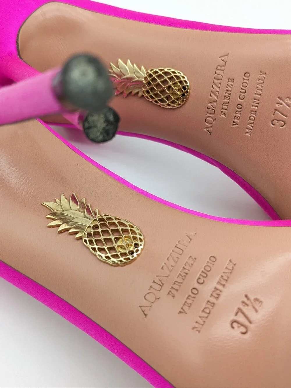 AQUAZZURA Chain of Love embellished satin sandals heels 37.5